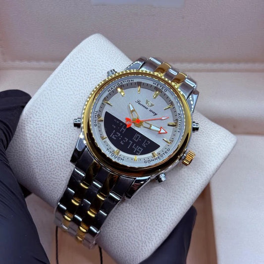 Dual time watch trueton with gray dial