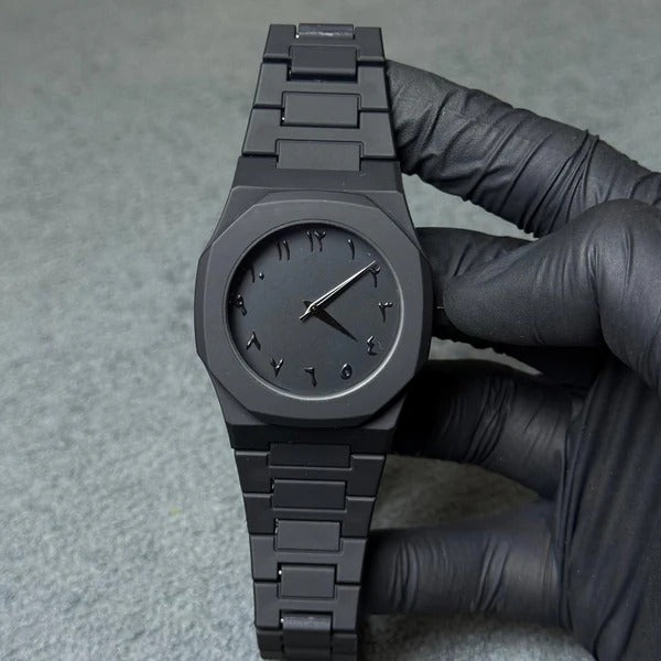 Original black arabic aura watch with fiber material