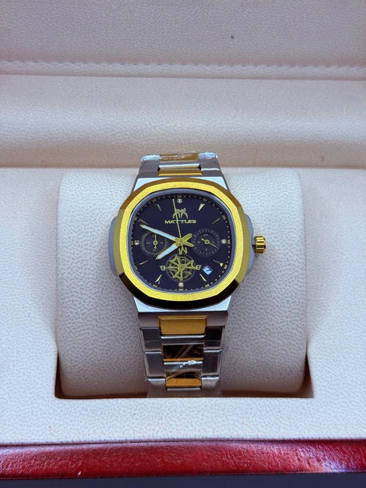 Maturi truetone with black dial, all cronograph working