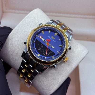 Dual time watch truetone with blue dial