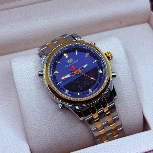 Dual time watch truetone with blue dial